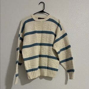 Cream and Blue vintage Striped Sweater Van Heusen L